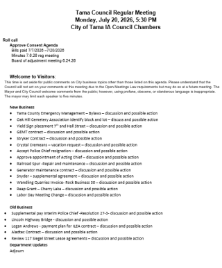 7.20.26 Agenda 